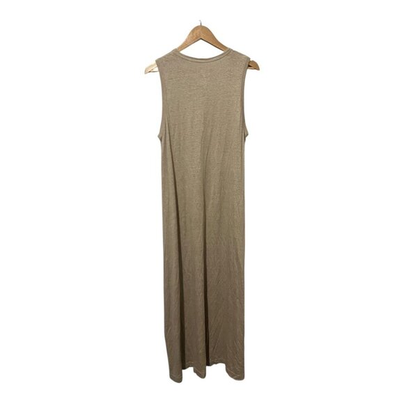 NKD-T By Naked Cashmere Linen Maxi Dress Size Large Minimalist Tan - Picture 3 of 5